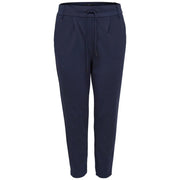 Only Pantalon bleu marine fuselé pour femme, taille élastiquée avec cordon de serrage et plis discrets, en mélange de viscose, idéal pour l'automne-hiver.