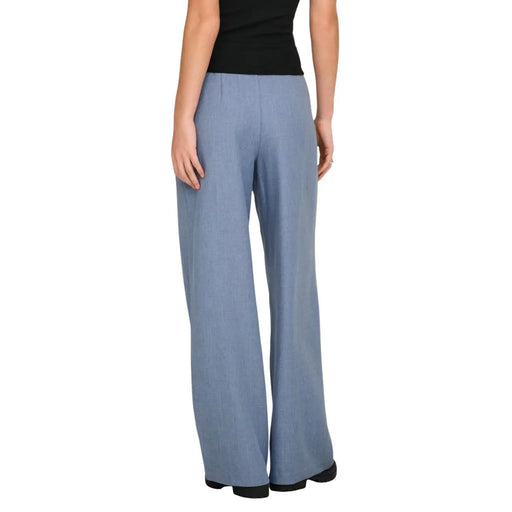 Pantalon large bleu clair en polyester pour femme, en tissu légèrement texturé avec fermeture éclair, taille mm par only