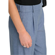 Jean bleu texturé taille haute only Pantalon femme à plis sur le devant, taille élastiquée, polyester, fermeture éclair, taille mm