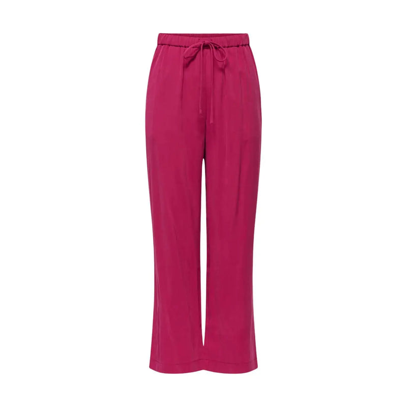 Pantalon large en viscose fuchsia magenta par only Femme avec taille élastique et fermeture à cordon