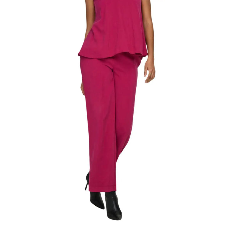 Pantalon droit en viscose fuchsia pour femme, au fini lisse, de la collection longue Madeli Oaklyn