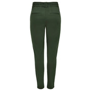 Only Pantalon slim pour femme, vert foncé, en viscose mélangée, taille S, coupe ajustée, avec taille élastiquée et deux poches arrière (vu de dos).