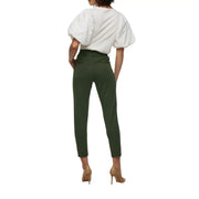 vert olive taille haute only Pantalon femme en viscose mélangée, lacets simples et plis discrets au dos, taille S