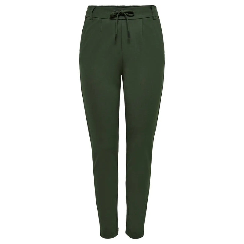 Only Pantalon taille haute vert foncé pour femme, en mélange de viscose, avec cordon de serrage, taille S, lacets unis