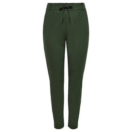 Only Pantalon taille haute vert foncé pour femme, en mélange de viscose, avec cordon de serrage, taille S, lacets unis