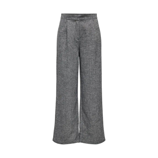 Pantalon gris texturé à jambes larges en polyester de only Robe pour femme à taille haute et plis discrets, idéale pour l'automne et l'hiver.