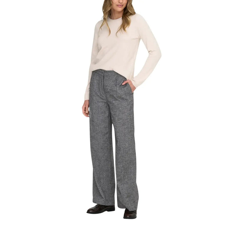 Pantalon large en polyester à motif chevrons gris pour femme de Only, Convient pour l'automne et l'hiver