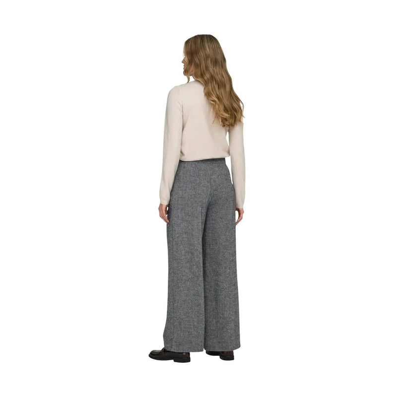Pantalon gris à jambes larges en polyester avec un motif géométrique discret pour femme automne-hiver par Only