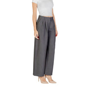 jambes larges grises Only Pantalon femme en polyester viscose, taille haute cintrée, plis sur le devant, fermeture éclair à crochet, taille 38