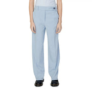 bleu clair Only Pantalon tailleur pour femme en polyester, coupe droite et ceinture à un bouton