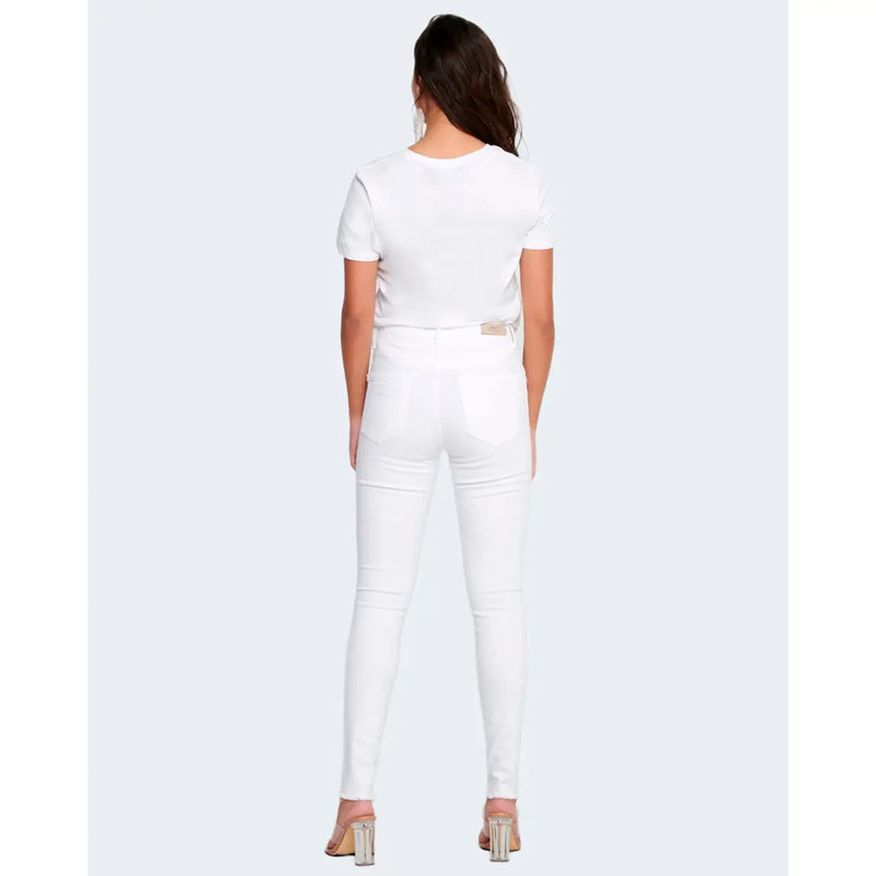 Jean skinny blanc taille haute en coton stretch à coupe slim de Only collection de pantalons pour femmes