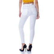 Jean skinny blanc taille haute en coton stretch, coupe moderne et épurée, ourlets effilochés, pour femme. only