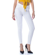 Jean skinny taille haute en coton stretch blanc avec ourlet effiloché de Only collection de pantalons pour femmes