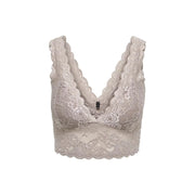 Un soutien-gorge en dentelle beige délicate à motifs floraux et bords festonnés de Only Sous-vêtements féminins à bretelles en polyester gris