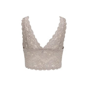 Un crop top en dentelle beige délicate top avec des bords festonnés de Only Sous-vêtements pour femmes ONLCHLOE en dentelle grise avec bretelles en polyester
