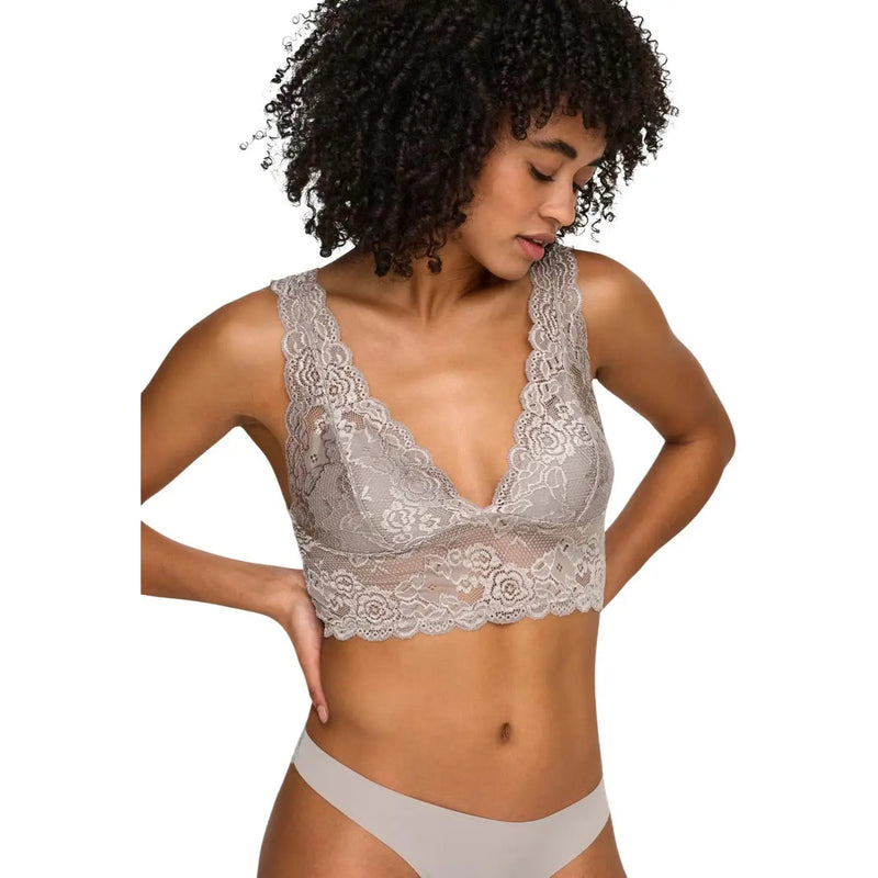 Soutien-gorge en dentelle grise à motifs floraux et sans coutures de Only Sous-vêtements féminins ONLCHLOE à bretelles en polyester