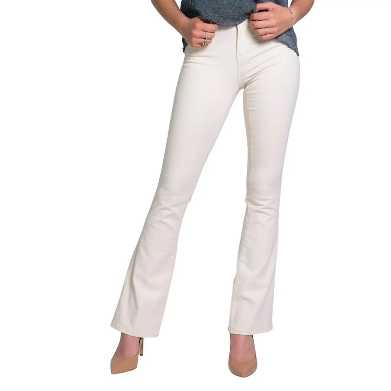couleur crème only Jean évasé taille haute pour femme en denim de coton stretch avec une construction classique et lisse
