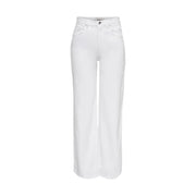 Only Jean blanc en coton stretch pour femme, coupe large et coutures minimalistes.