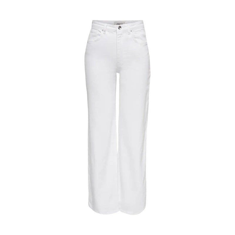 Only Jean blanc en coton stretch pour femme, coupe large et coutures minimalistes.