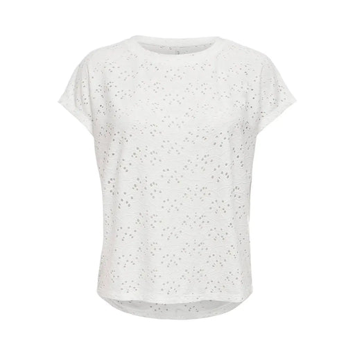 coton blanc à œillets top à manches courtes et encolure arrondie pour femme taille S par only