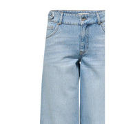 Jean en coton délavé clair pour femme, coupe droite et design classique à cinq poches. Only en bleu clair