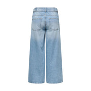 Only Jean large en coton bleu clair pour femme, délavé clair, avec poches classiques, dévoilant l'arrière