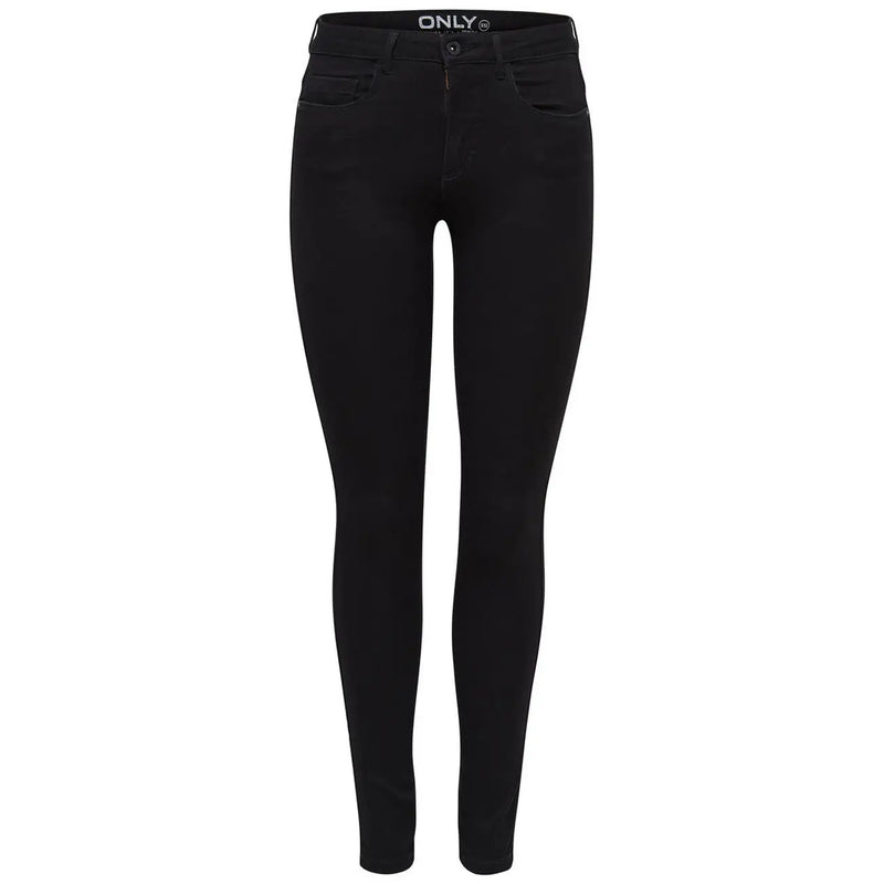 Only women’s black skinny jeans in comfort denim featuring a sleek form-fitting design for fall winter wear