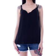 Black scalloped-edge camisole top with thin straps by only designed for spring wear