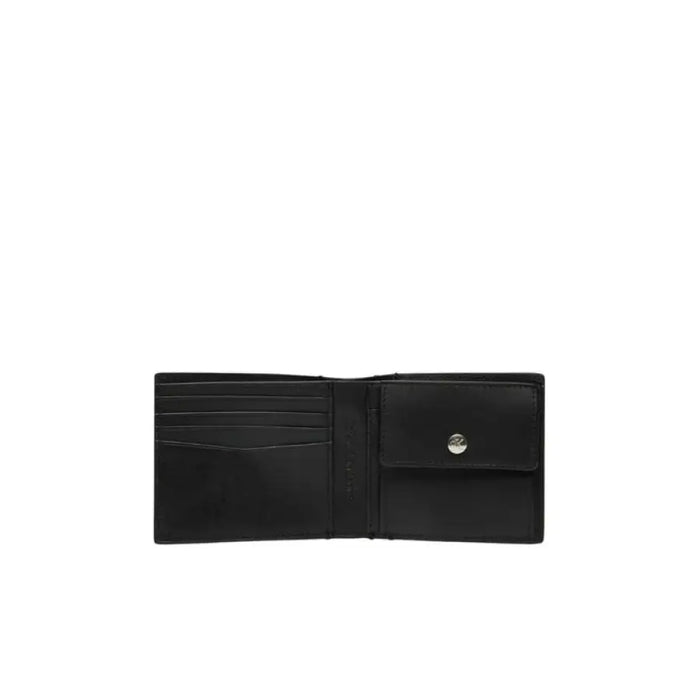 Open black leather wallet from Calvin Klein Jeans for men’s fashion and accessories