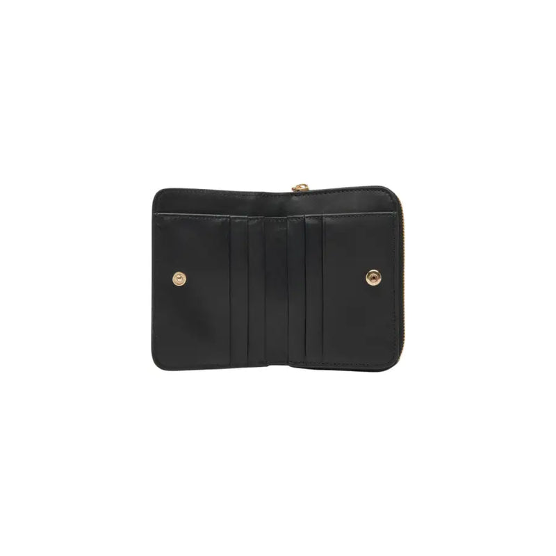 Open Calvin Klein Black Zippered Wallet showcasing multiple card slots
