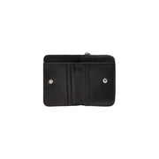 Open black Calvin Klein Zippered Wallet displayed, showcasing interior compartments