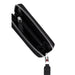 Open black zippered wallet from Tommy Jeans featuring multiple compartments and sleek design