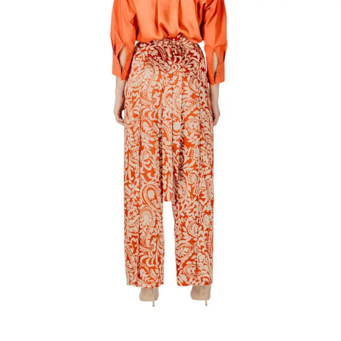 Floral Patterned Orange Pants with a vibrant paisley print design