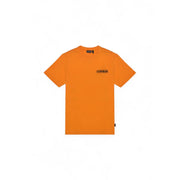 Orange short-sleeved t-shirt from Napapijri Men T Shirt Black Print Slip On Round Neck