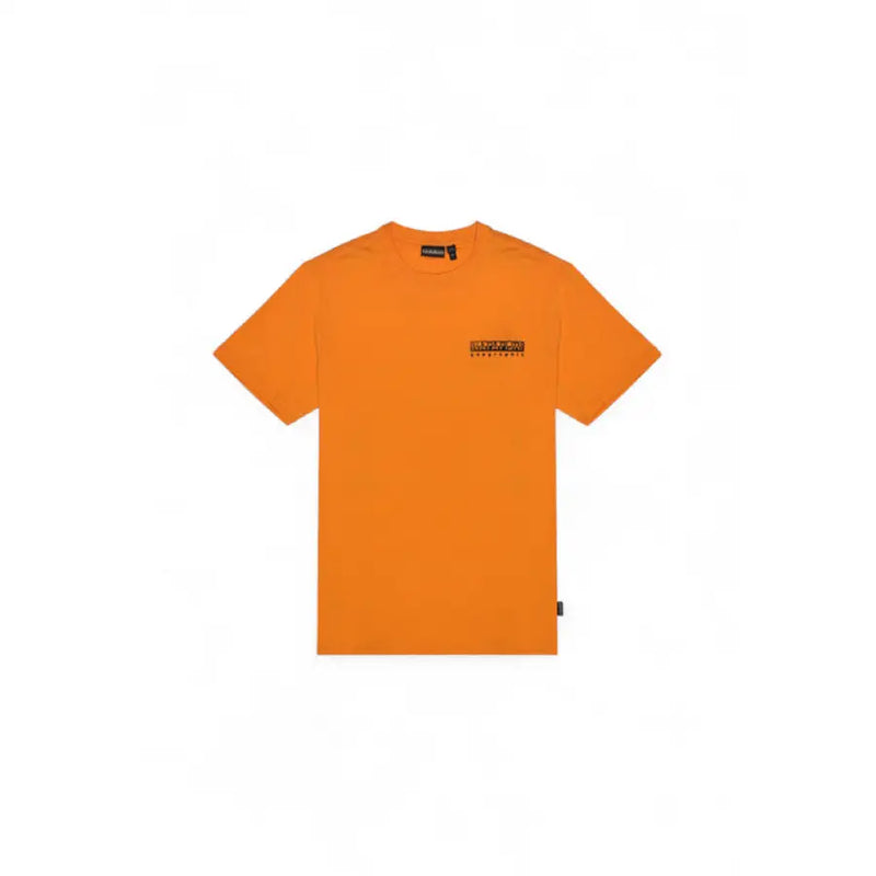 Orange short-sleeved t-shirt from Napapijri Men T Shirt Black Print Slip On Round Neck