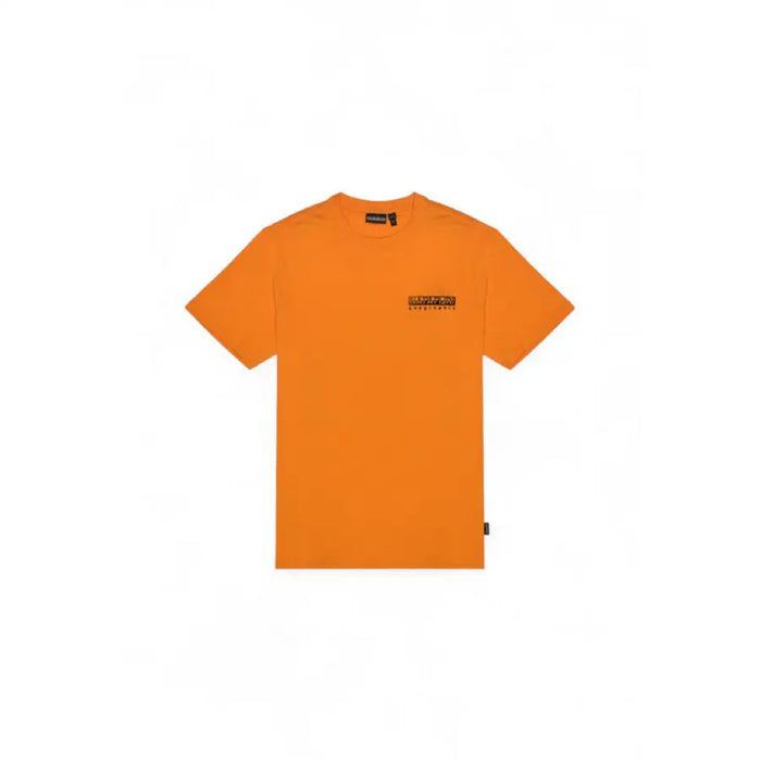 Orange short-sleeved t-shirt from Napapijri Men T Shirt Black Print Slip On Round Neck