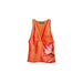 Orange sleeveless top with floral print and V neck design