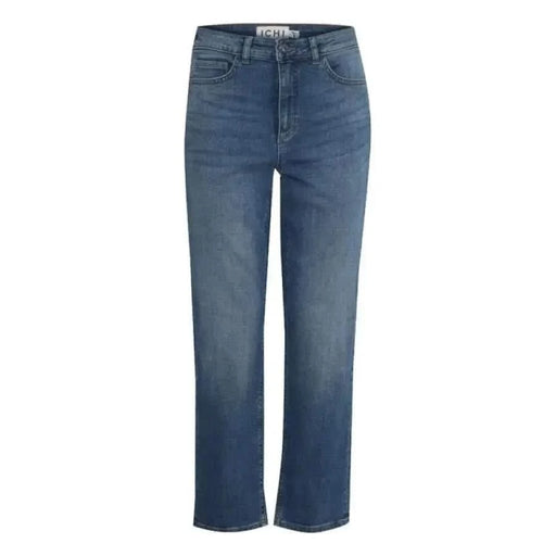 Pair of blue denim straight-leg jeans from Ichi Women’s Jeans collection