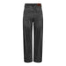 Dark gray wide-leg denim jeans with leather patch on waistband - Only Women Jeans