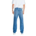 Light blue denim jeans from the back, featuring Replay Men Jeans design
