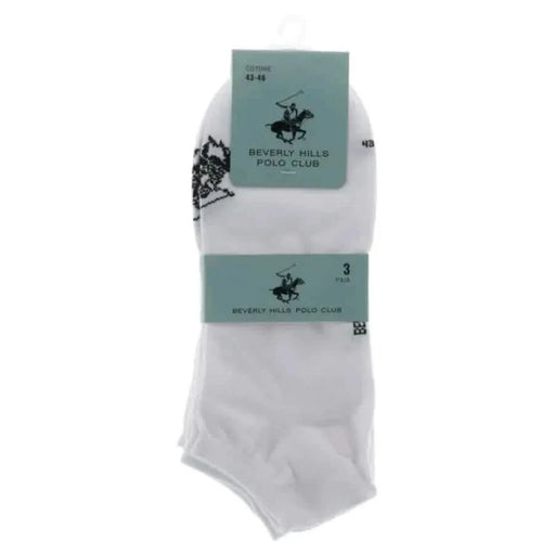 Chaussettes blanches à la cheville avec Beverly Hills Polo Club logo et emballage pour sous-vêtements masculins