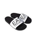 Pair of white and black Emporio Armani EA7 slide sandals for women