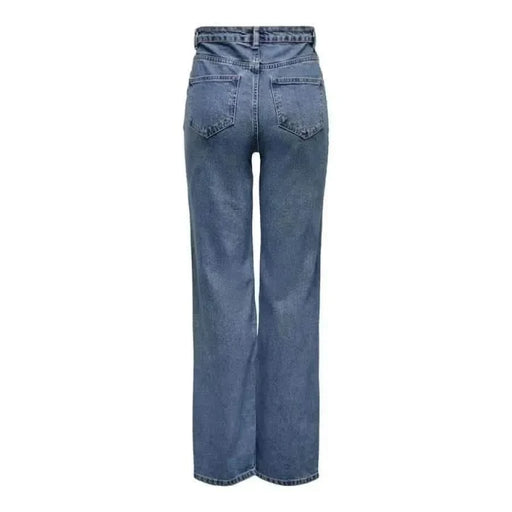 Pair of wide-leg blue denim high-waist jeans by Only - Only Women Jeans