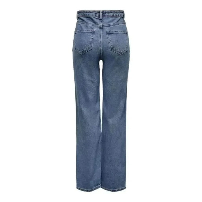 Pair of wide-leg blue denim high-waist jeans by Only - Only Women Jeans