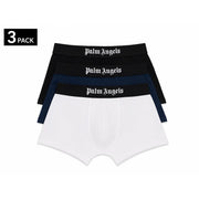 Set of three palm angels men boxer briefs in black navy blue and white cotton elastane with signature waistbands
