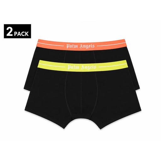 Boxers en coton Black Palm Angels avec ceinture élastique orange fluo et vert citron et logo blanc