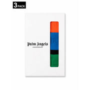 Palm angels men underwear cotton black stretch with vibrant orange blue and green striped design in front view