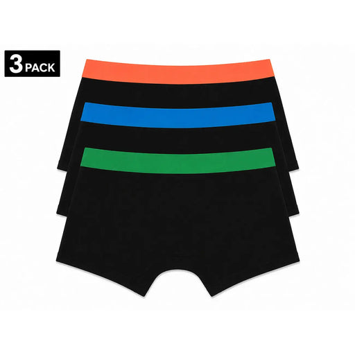 Lot de trois slips Palm Angels pour homme en coton stretch noir avec ceinture élastique colorée orange, bleue et verte