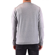 Pull en coton Paolo Pecora pour homme, gris chiné, poignets et ourlet côtelés, vue de face