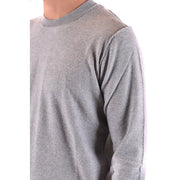 Pull en coton Paolo Pecora pour homme, gris chiné, col côtelé et texture subtile (vue de face).